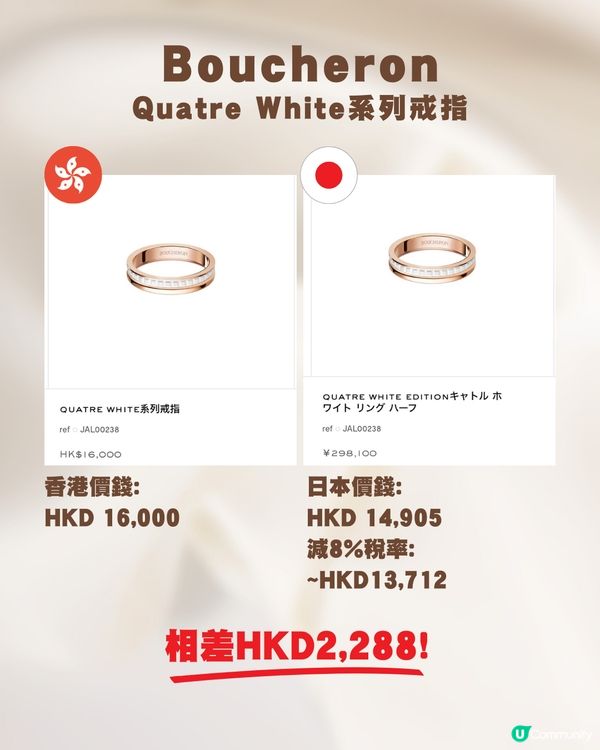 日圓低位🇯🇵即睇名牌經典首飾價錢😍💍最高差價逾$5000😳