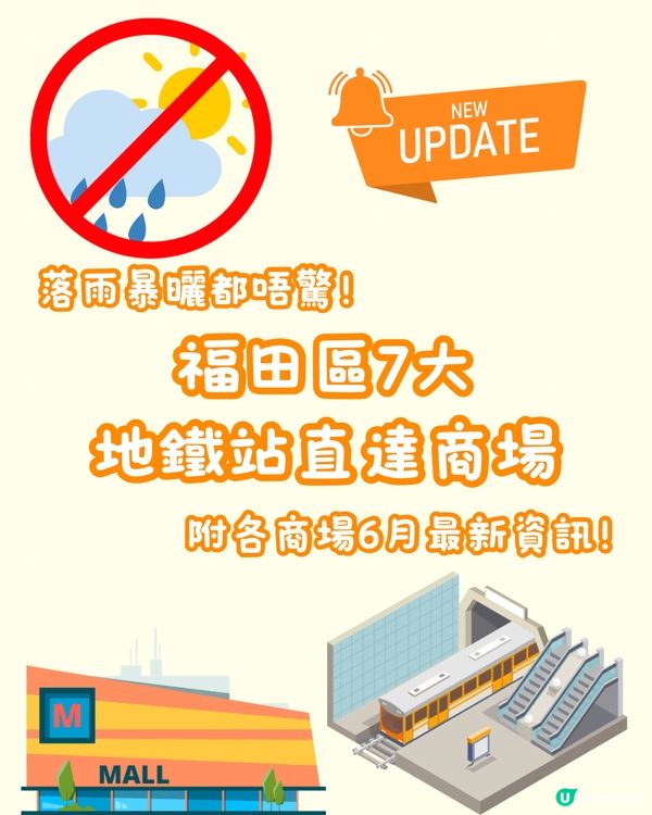 ☔️☀️🚫福田區7大地鐵站直達商場🚇 附各商場6月最新資訊‼️
