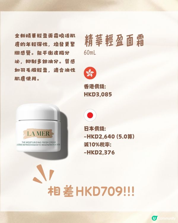 日本買LA MER有5折⁉️😳接近買一送一😍10款熱門護膚品價錢比較💰