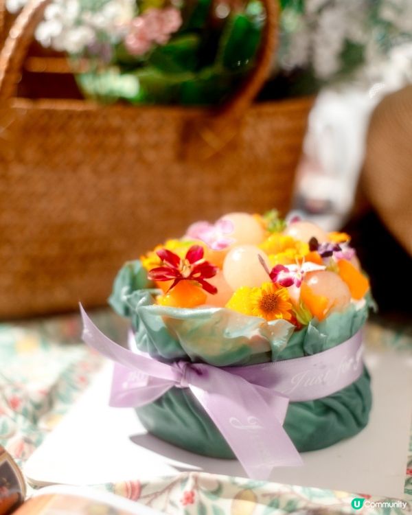 超打卡蝶豆花芒果龍眼福袋蛋糕😍