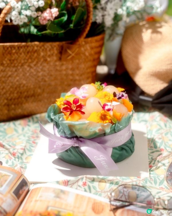 超打卡蝶豆花芒果龍眼福袋蛋糕😍