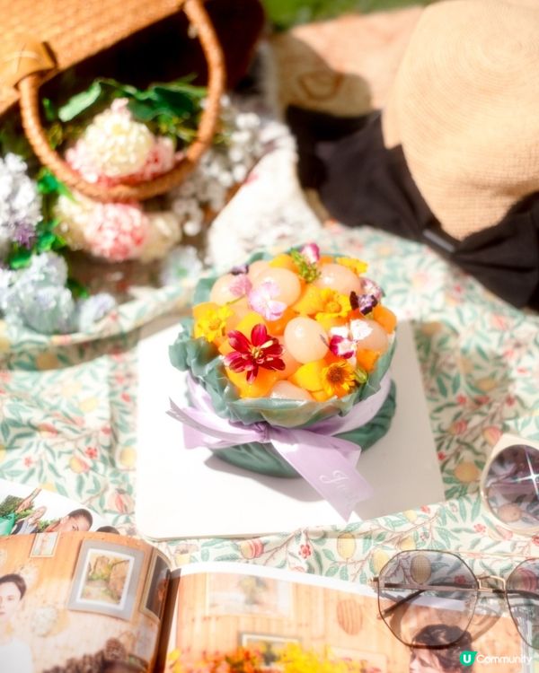 超打卡蝶豆花芒果龍眼福袋蛋糕😍