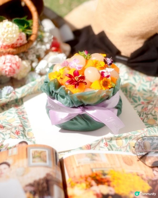 超打卡蝶豆花芒果龍眼福袋蛋糕😍