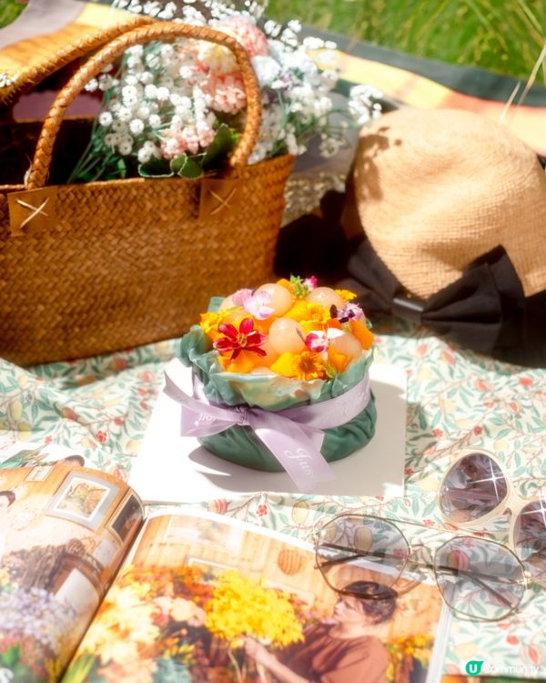 超打卡蝶豆花芒果龍眼福袋蛋糕😍