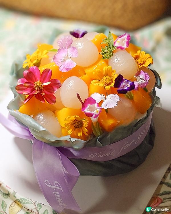 超打卡蝶豆花芒果龍眼福袋蛋糕😍