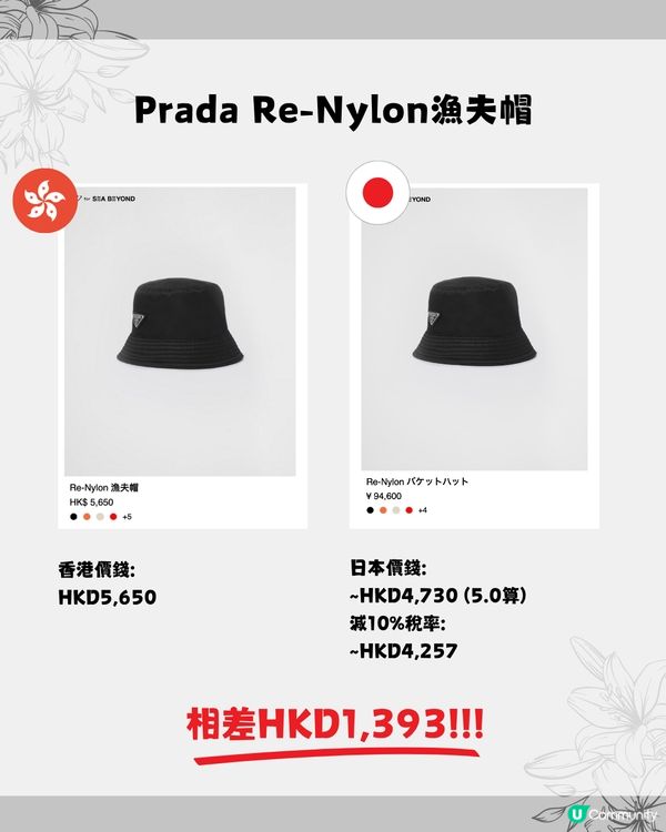 日本必買名牌🛍️16款帽價錢比較👒Dior人氣漁夫帽差價$2000‼️Lisa同款$3500有找😳