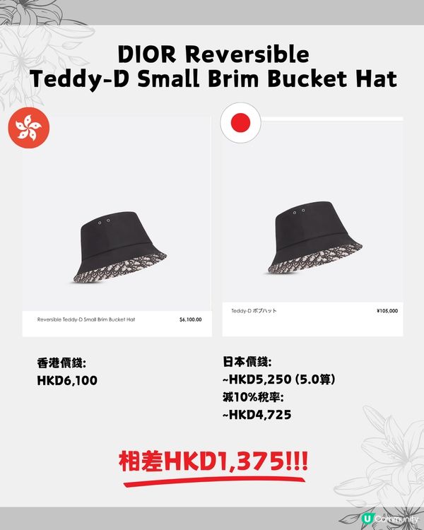 日本必買名牌🛍️16款帽價錢比較👒Dior人氣漁夫帽差價$2000‼️Lisa同款$3500有找😳