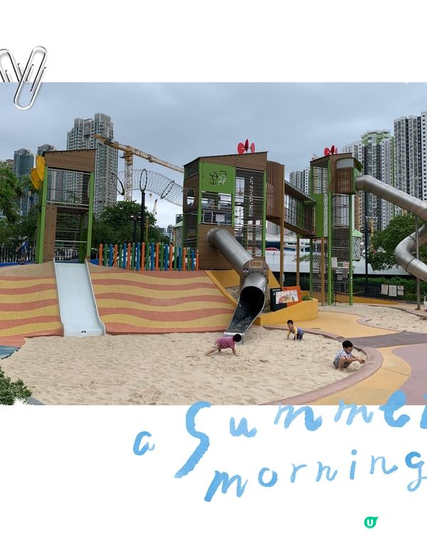 灣仔臨時海濱花園看日落；