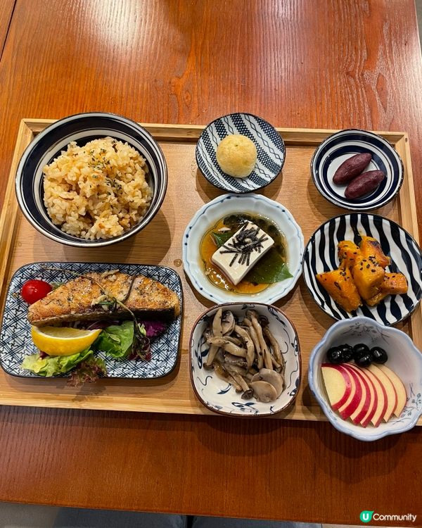 松茸味噌三文魚春之定食-健康養生