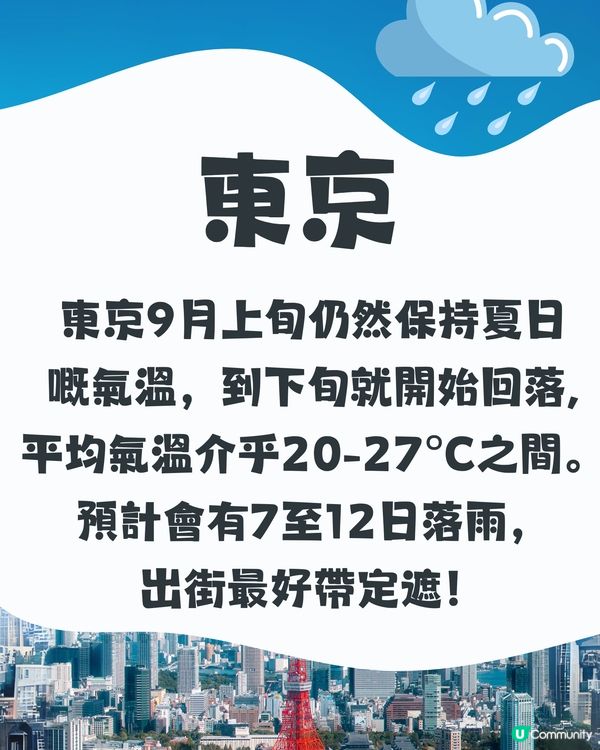 東京9月天氣附秋日穿搭建議✨外遊必save‼️