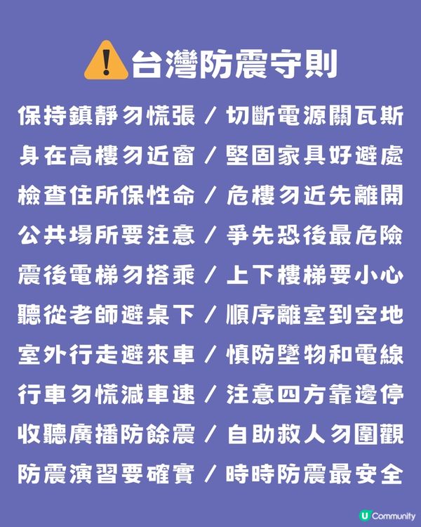 台灣地震 | 地震時10個場景/遇難緊急逃生包⚠️緊記6字口訣‼️建議收藏🔖