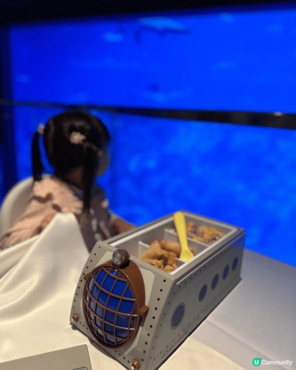 海洋公園海龍王餐廳，一邊享用美食，我邊水族館內欣賞美景，楊枝...