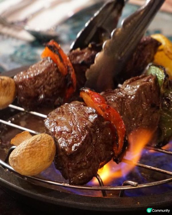 銅鑼灣【凡高廚房】份量級火焰護心牛柳串