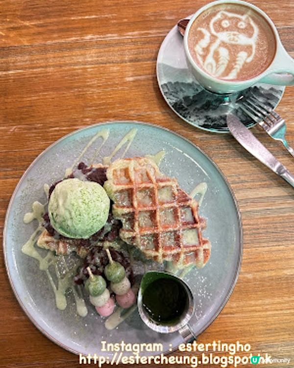 【西環 食記】西營盤咖啡店 ♥ 超滿足的。抹茶紅豆可頌窩夫配抹茶雪糕 + 可愛拉花咖啡 ♥ Coffee by Zion