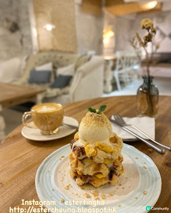 【旺角 食記】女人街兩層高純白 cafe ♥ 慢煮澳洲牛面頰 沙嗲煎腸粉 + 咸又唔咸蛋黃吉士 甜又唔甜比利時窩夫 ♥ Grind Size