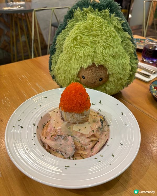 蟹籽蟹肉忌廉三文魚長通粉