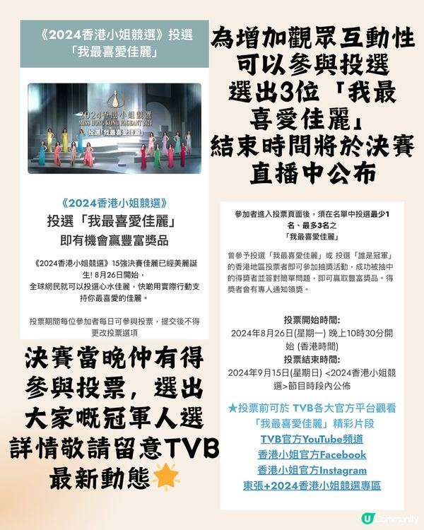 2024香港小姐最終15強名單👑決賽鎖定9月15日晚上8點‼️5強預測㊙️附IG帳號