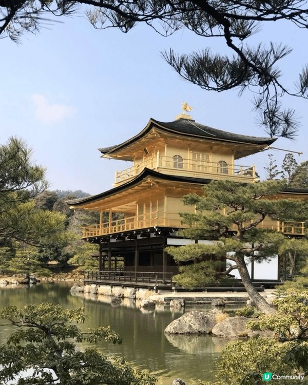 京都內的金閣寺，在京都非常有代表性的景點之一，因為全是金色所...