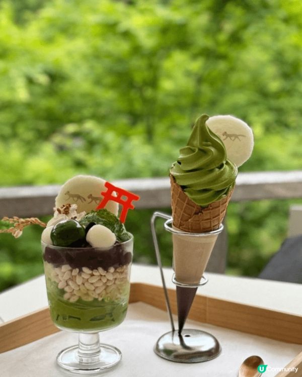 京都美食·稻荷茶寮，地方超有意境，周圍綠悠悠的，養眼提神