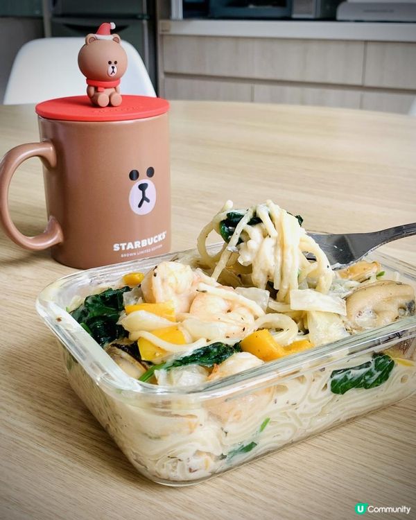 白汁海鮮菠菜意粉