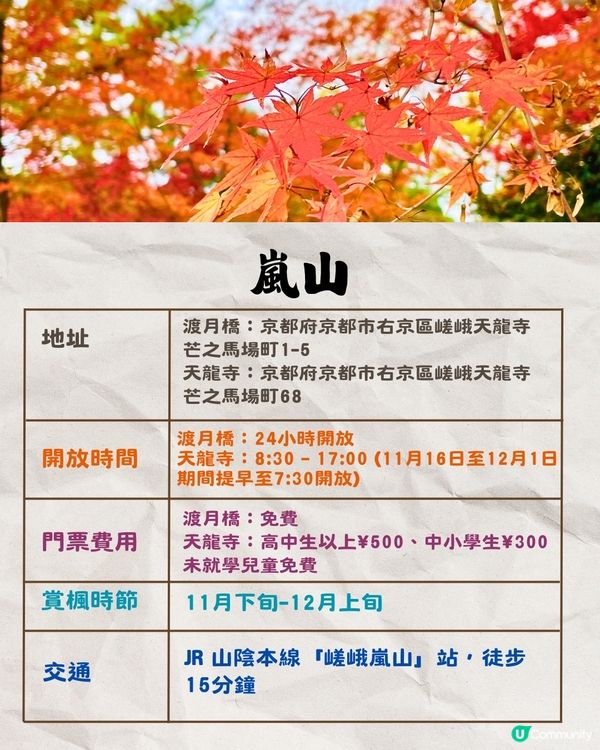 京都紅葉2024賞楓名所8選🍁最佳觀賞時間+交通教學‼️