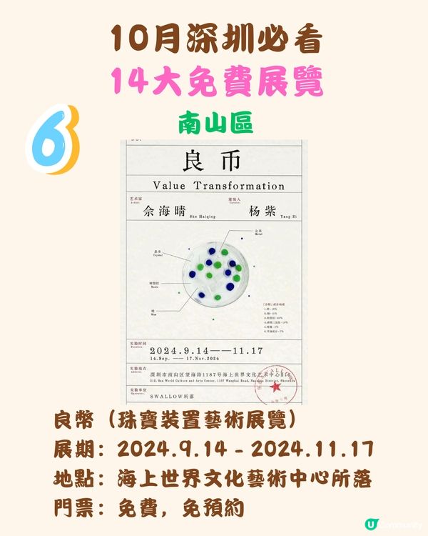 10月深圳必看🖼️14大免費展覽/5大收費展覽‼️