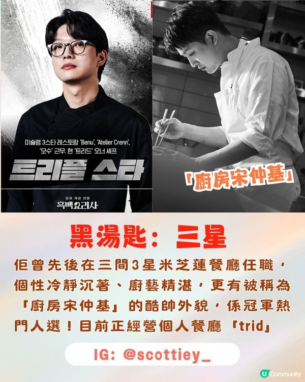 《黑白大廚》選手&評審大起底‼️型男選手神似宋仲基🔥附IG帳號!
