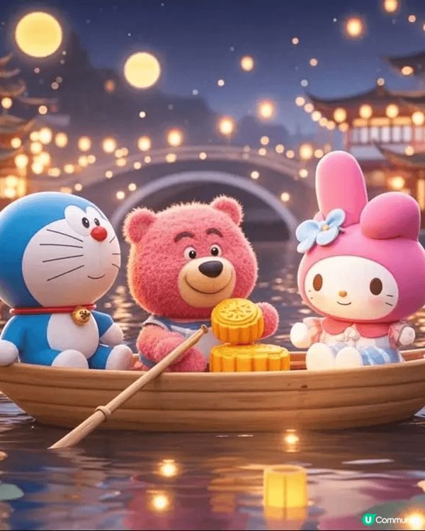 這些圓片都是香港手機可看到卡通圓祝大家中秋快樂，這些都是叮當...