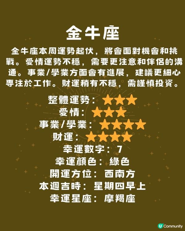 12星座運勢2024🌟本週12星座運勢（7/10-13/10）