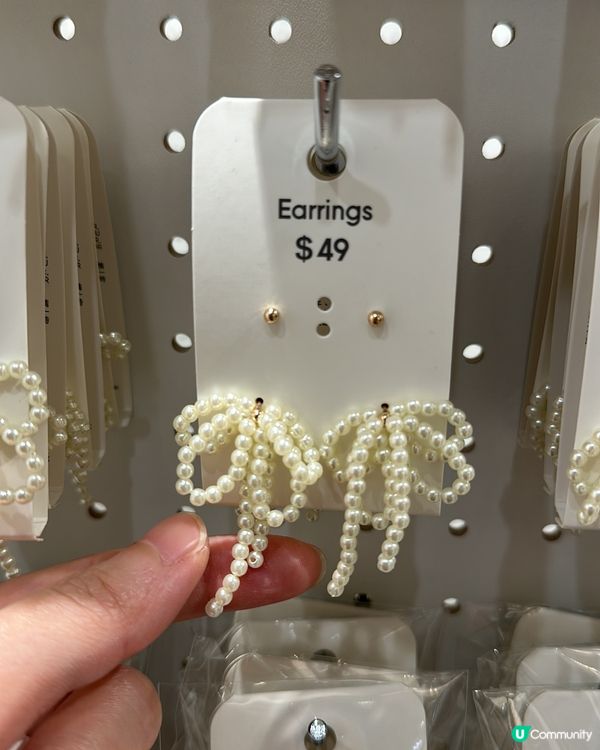 GU東京時尚「大熱蝴蝶結珠珠耳環」