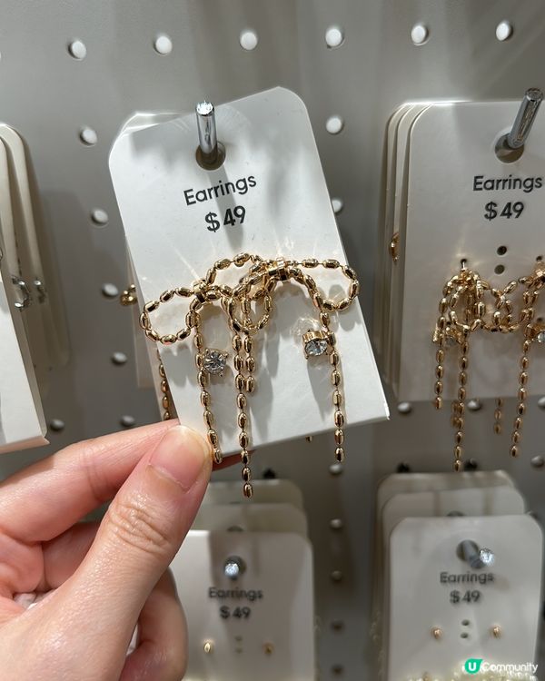 GU東京時尚「大熱蝴蝶結珠珠耳環」