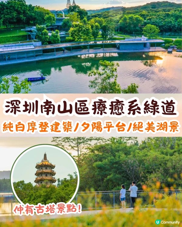 深圳南山區療癒系綠道🌲純白摩登建築/夕陽平台/絕美湖景☀️秋日散步好去處