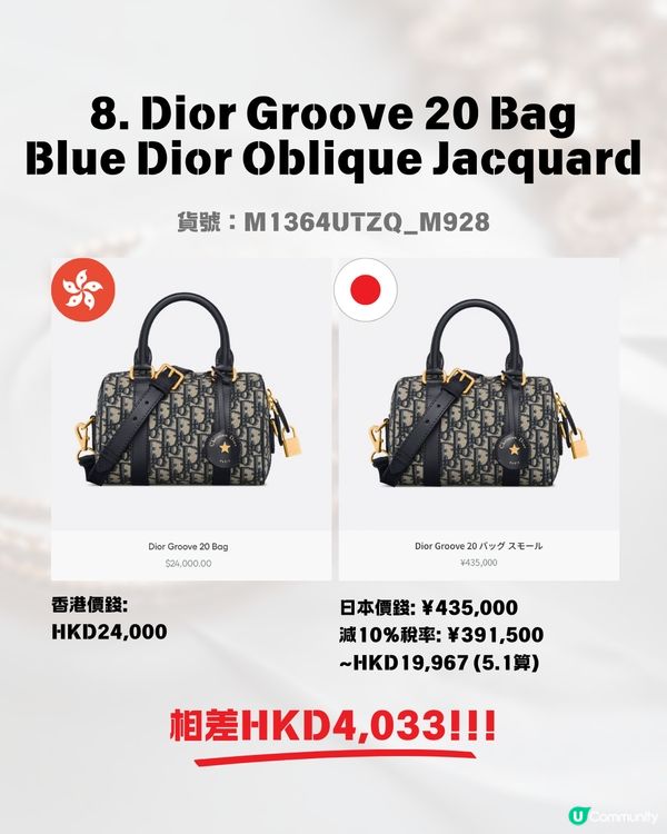 日本買DIOR超抵😍回落5.1算💰即睇12款手袋港元日圓價格比較✨最高慳超過＄7500⁉️