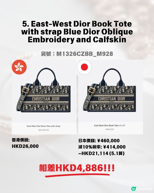 日本買DIOR超抵😍回落5.1算💰即睇12款手袋港元日圓價格比較✨最高慳超過＄7500⁉️