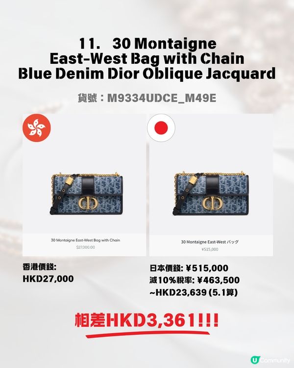 日本買DIOR超抵😍回落5.1算💰即睇12款手袋港元日圓價格比較✨最高慳超過＄7500⁉️