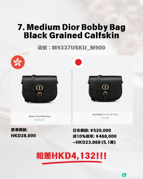 日本買DIOR超抵😍回落5.1算💰即睇12款手袋港元日圓價格比較✨最高慳超過＄7500⁉️