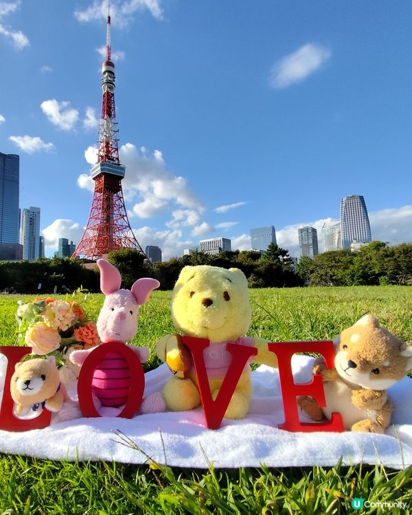 日本🇯🇵東京芝公園早上，陽光草地東京鐵塔🗼