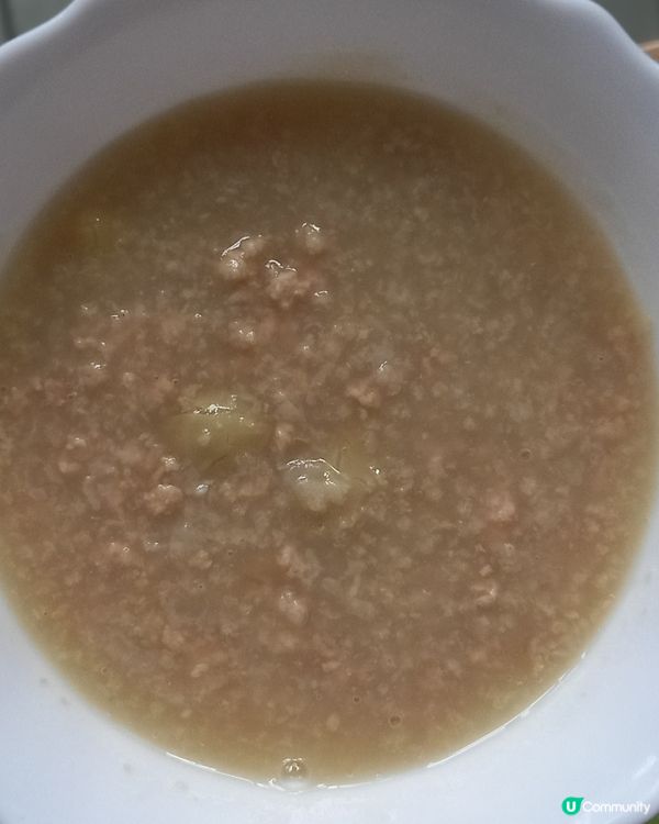 下午吃碗小米肉碎粥。