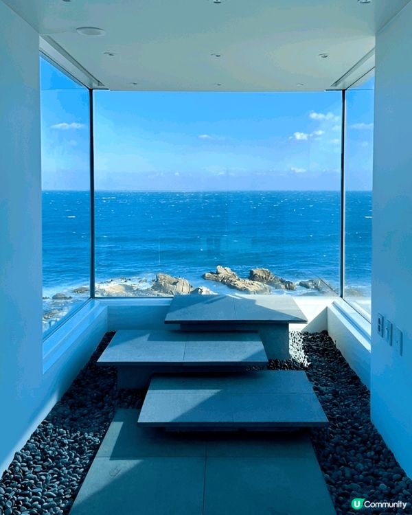 韓國浦項Auspice Coffee 面向開揚海景，從外到內...