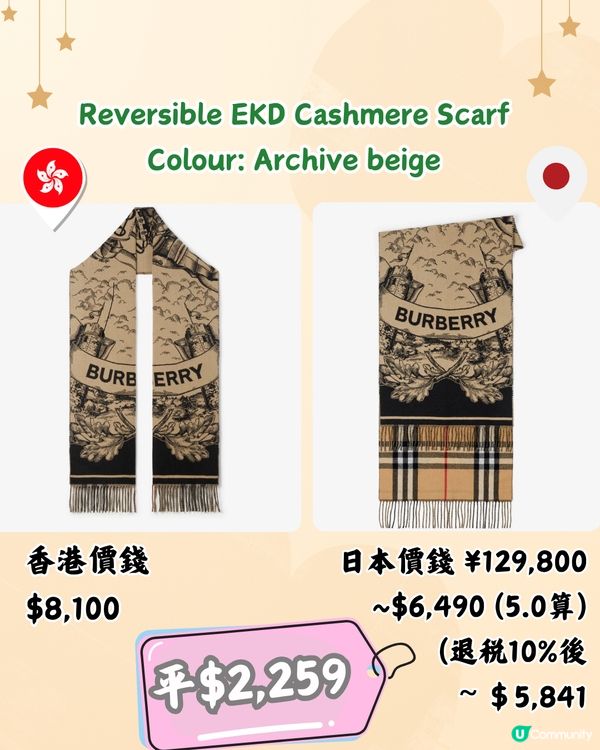 🇯🇵日本買BURBERRY頸巾平超過2千‼️11款港日價錢對比🆚