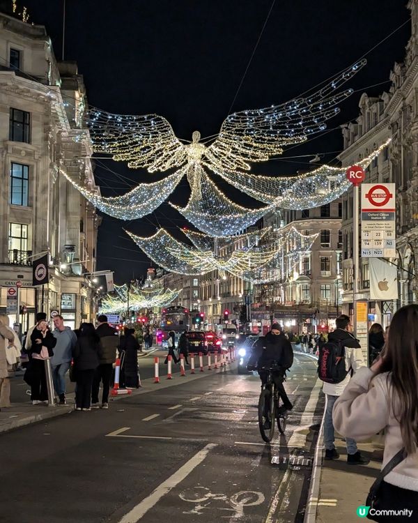 ✨ 倫敦街頭的夢幻天使燈，點亮冬日夜空 ✨