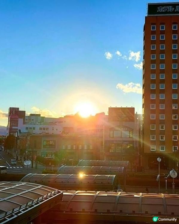 弘前駅日落🌇 + 海老拉麵🍜