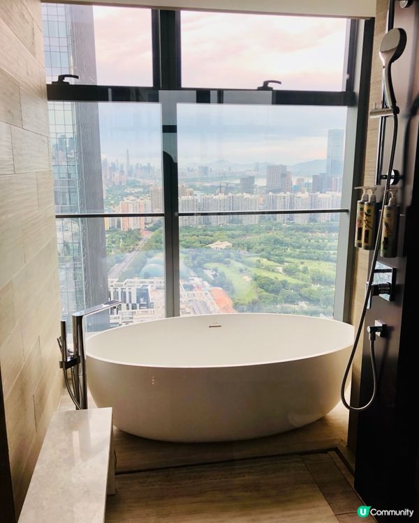 深圳灣萬麗酒店房間｜電控霧化玻璃浴缸｜近深圳灣口岸