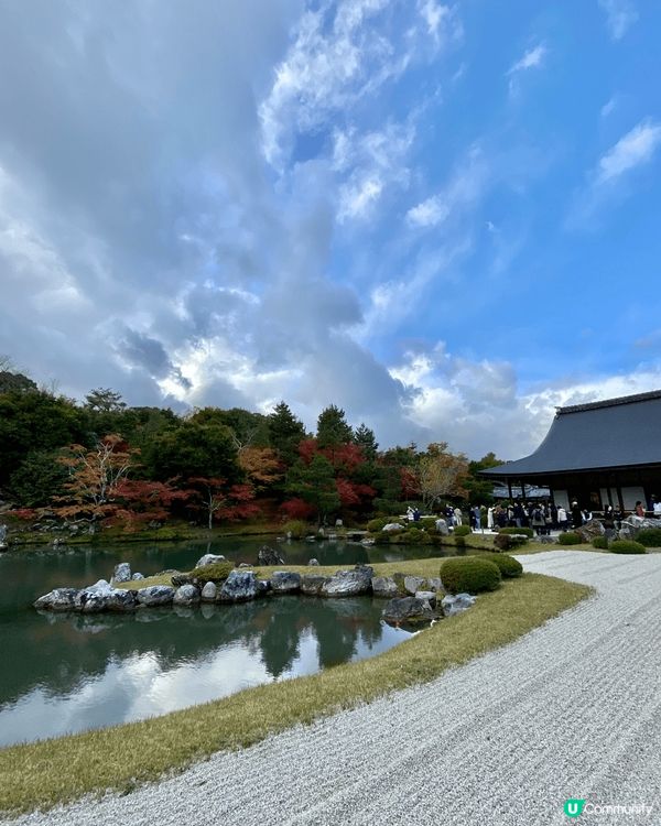 十一月尾的日本嵐山天龍寺欣賞楓葉，好多人穿和服在內拍照，園內...