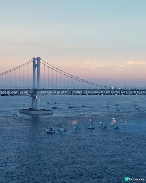 中秋節的韓國廣安里大橋日落, 真的是很美