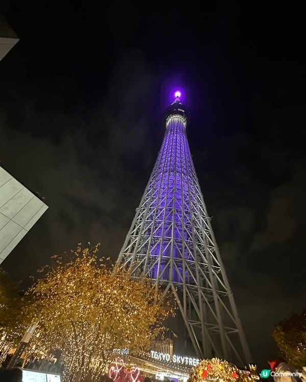 東京的銀杏隧道但未變黃。晴空塔夜景及聖誕燈飾。中目黑Star...