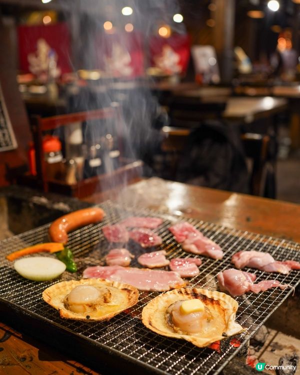 🇯🇵北海道小樽運河 炭爐BBQ燒帆立貝