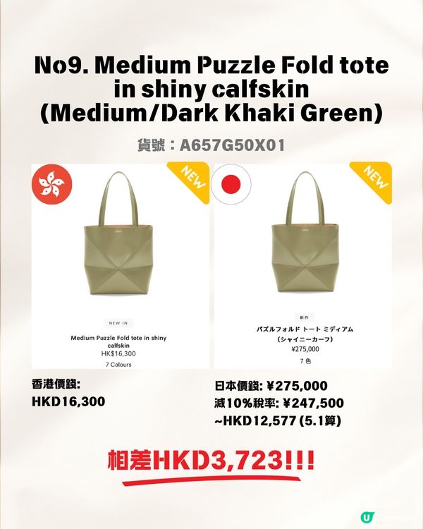 日本買LOEWE手袋超抵😍即睇13款手袋港元日圓價格比較✨最高慳超過$8200⁉️連最新款都有！