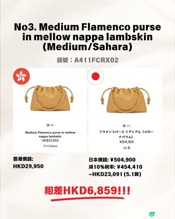 日本買LOEWE手袋超抵😍即睇13款手袋港元日圓價格比較✨最高慳超過$8200⁉️連最新款都有！