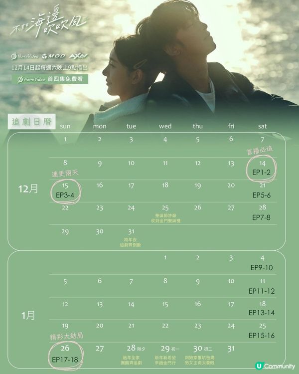 不如海邊吹吹風陳柏霖飾演落難大明星 遇上鄉姑郭雪芙冤家變情侶 附追劇日曆